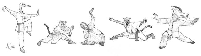 the_5_kung_fu_animal_styles_by_albabeltane-d9fffc1